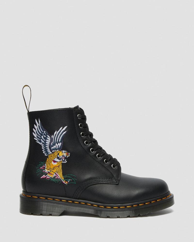 Botines Dr Martens 1460 Souvenir Embroidered Cuero Hombre Negros | MX 384LIS